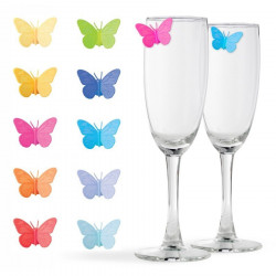 Marque-verres à ventouse papillons x10