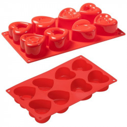 Moule silicone 8 coeurs Pavonidea