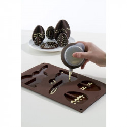 MOULE SILICONE 5 OEUFS DE PAQUES 3D LEKUE