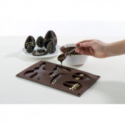 MOULE SILICONE OEUFS ET LAPINS DE PAQUES 3D LEKUE