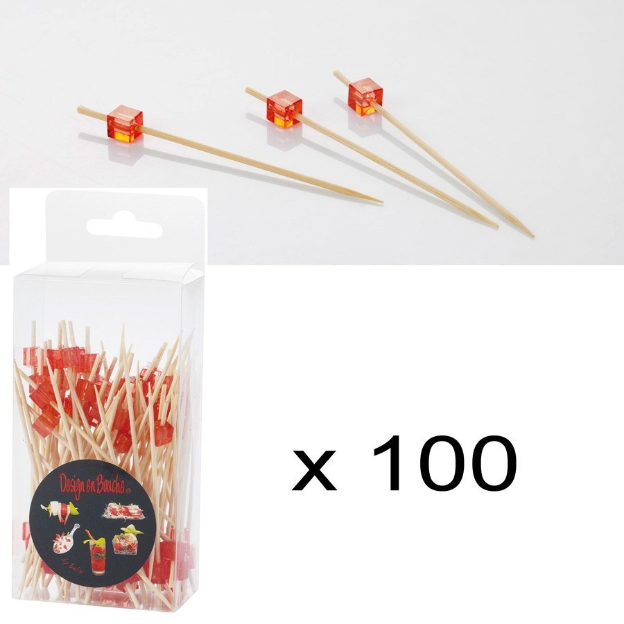 Brochettes apéritif bambou 9 cm Rubis x100