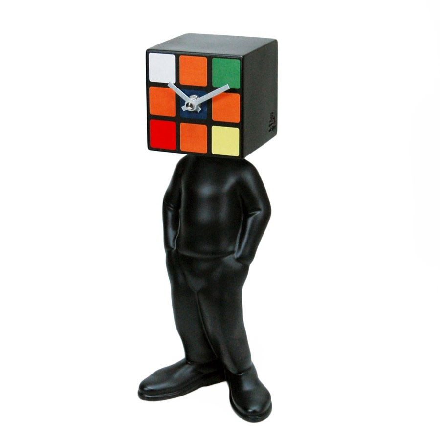 Horloge de table homme tête rubik cube