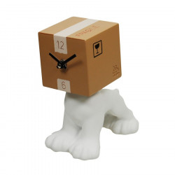 Horloge de table chien tête cube carton