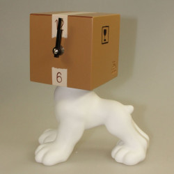 Horloge de table chien tête cube carton