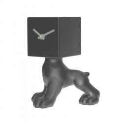 Horloge de table chien tête cube noir