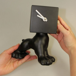 Horloge de table chien tête cube noir