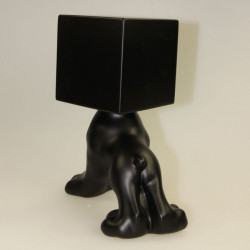 Horloge de table chien tête cube noir