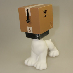Horloge de table chien tête cube carton