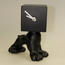Horloge de table chien tête cube noir