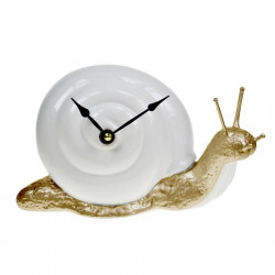 Horloge de table originale escargot blanc doré