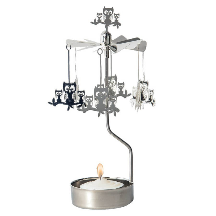 Bougeoir carrousel rotatif hibou sur branche
