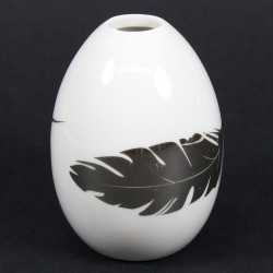 Vase boule soliflore céramique - blanc plume