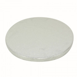 Plateau de présentation épais pour gâteau - rond - argent - 35 cm