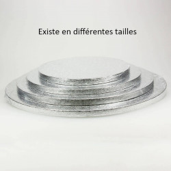 Plateau de présentation épais pour gâteau - rond - argent - 20 cm