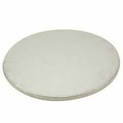 Plateau de présentation épais pour gâteau - rond - argent - 35 cm