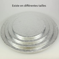 Plateau de présentation épais pour gâteau - rond - argent - 35 cm