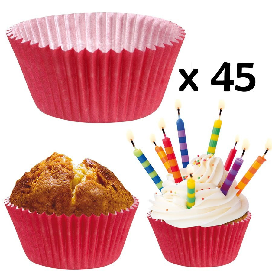 Lot de 10 Entourages Colerettes pour CupCake effet dentelle en papier  métallisés Couleur Rouge Couleur Rouge