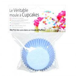 Moules à cupcakes - 45 caissettes papier - bleu bébé