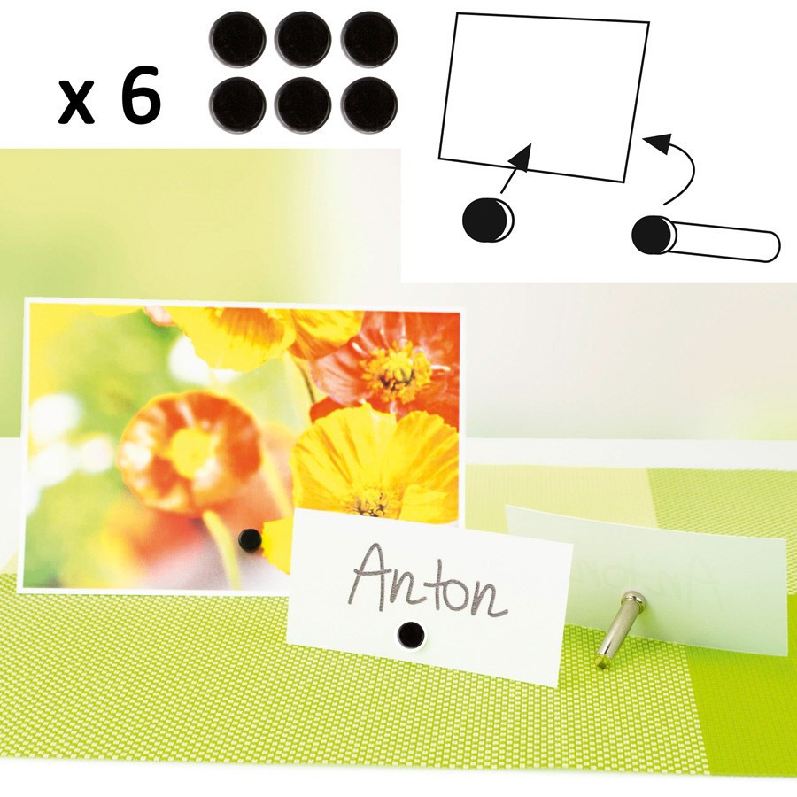 6 porte-noms de table magnétiques Dots Contento - noir 6 porte-noms de table magnétiques Dots Contento - noir