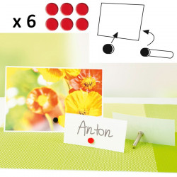 6 porte-noms de table magnétiques Dots Contento - rouge