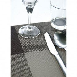 4 sets de table vinyle tressé Zarah Contento - carrés noirs