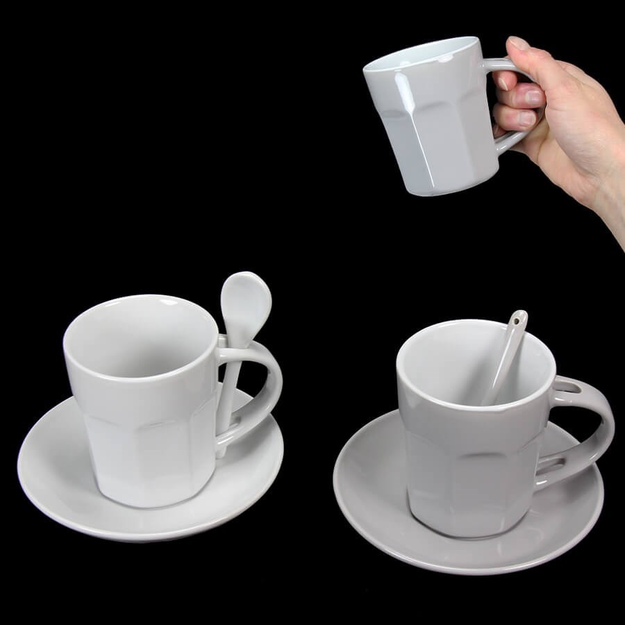 Coffret de 2 mugs gris et blanc Intermezzo