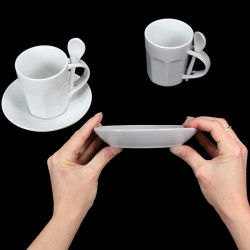 Coffret de 2 mugs gris et blanc Intermezzo