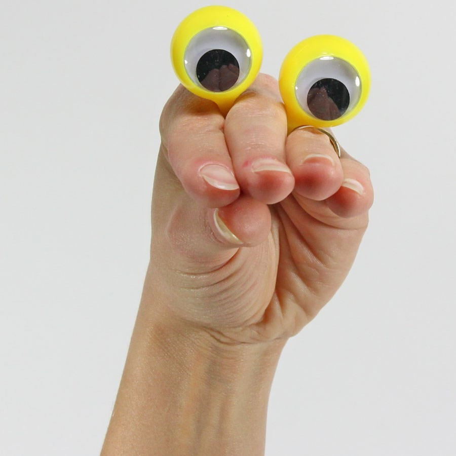 Marionette de doigts paire d'yeux - jaune
