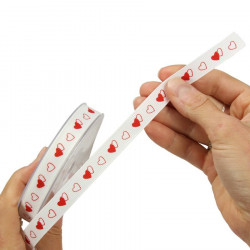 Ruban 12mm décor coeurs - rouleau de 20m