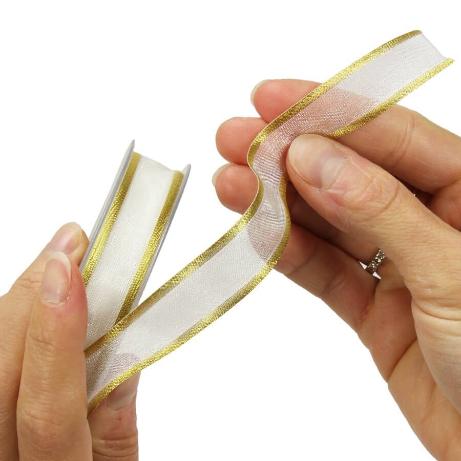 Ruban Organza Doré 15mm X 44m - Lot De 2 Rouleaux - Pour Emballage Cadeaux Et Décoration