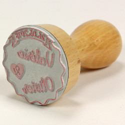 Tampon mariage champêtre à personnaliser rond 4 cm - made in France