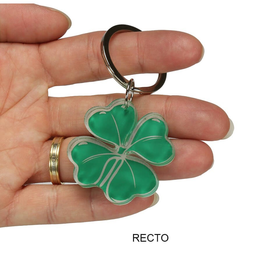 Porte-clés Trèfle Feuille Vert - Symbole Bonheur - Métal Argenté - Pendentif Charm - Neuf Avec étiquette