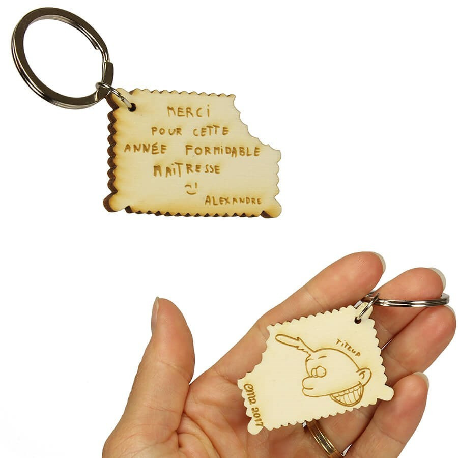 Porte Clef Biscuit Petit Beurre En Bois Personnalisable 2 Faces