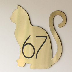 Plaque numéro de maison personnalisée originale - Chat assis