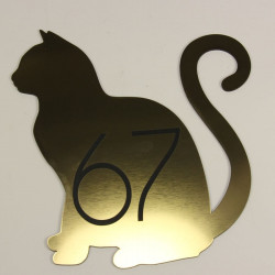 Plaque numéro de maison personnalisée originale - Chat assis