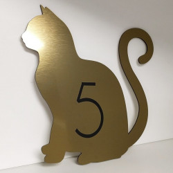 Plaque numéro de maison personnalisée originale - Chat assis