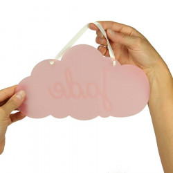 Plaque de porte chambre personnalisée avec prénom - nuage rose