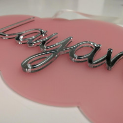 Plaque de porte chambre personnalisée avec prénom - nuage rose