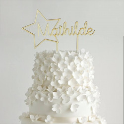 Cake topper prénom personnalisé en bois - Etoile