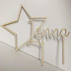 Cake topper prénom personnalisé en bois - Etoile