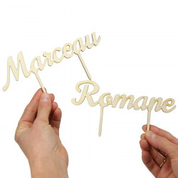 Cake topper prénom en bois à personnaliser - Ecriture