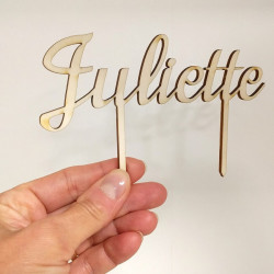 Cake topper prénom en bois à personnaliser - Ecriture