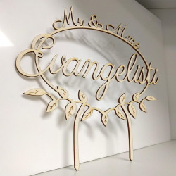 Cake topper mariage champêtre personnalisé en bois - Mr et Mme