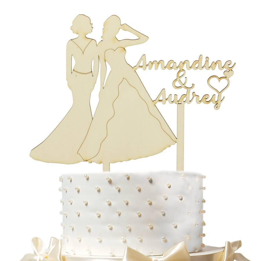 Topper de gâteau personnalisé 2 prénoms cake topper mariage décoration champêtre 