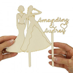 Cake topper mariage personnalisé 2 femmes mariées