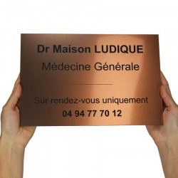 Plaque professionnelle cuivrée 30x20 cm à personnaliser