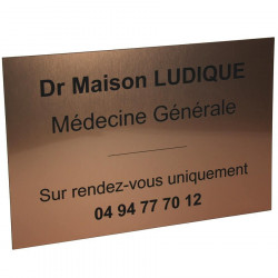 Plaque professionnelle cuivrée 30x20 cm à personnaliser