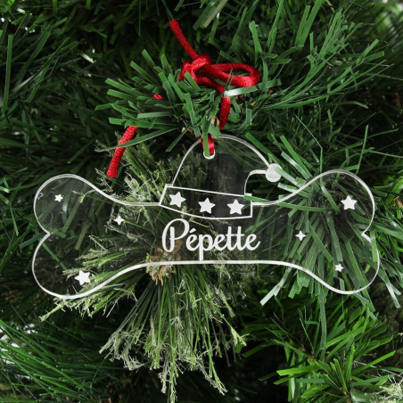 Boule de Noël personnalisable modèle pour chien CH-002 - Gravure laser