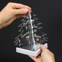 Sapin de table lumineux en 3D sur socle LED, à personnaliser avec pré