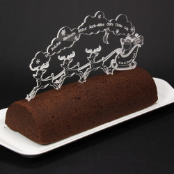 Topper décor de bûche de noël personnalisable - Père Noël et traineau